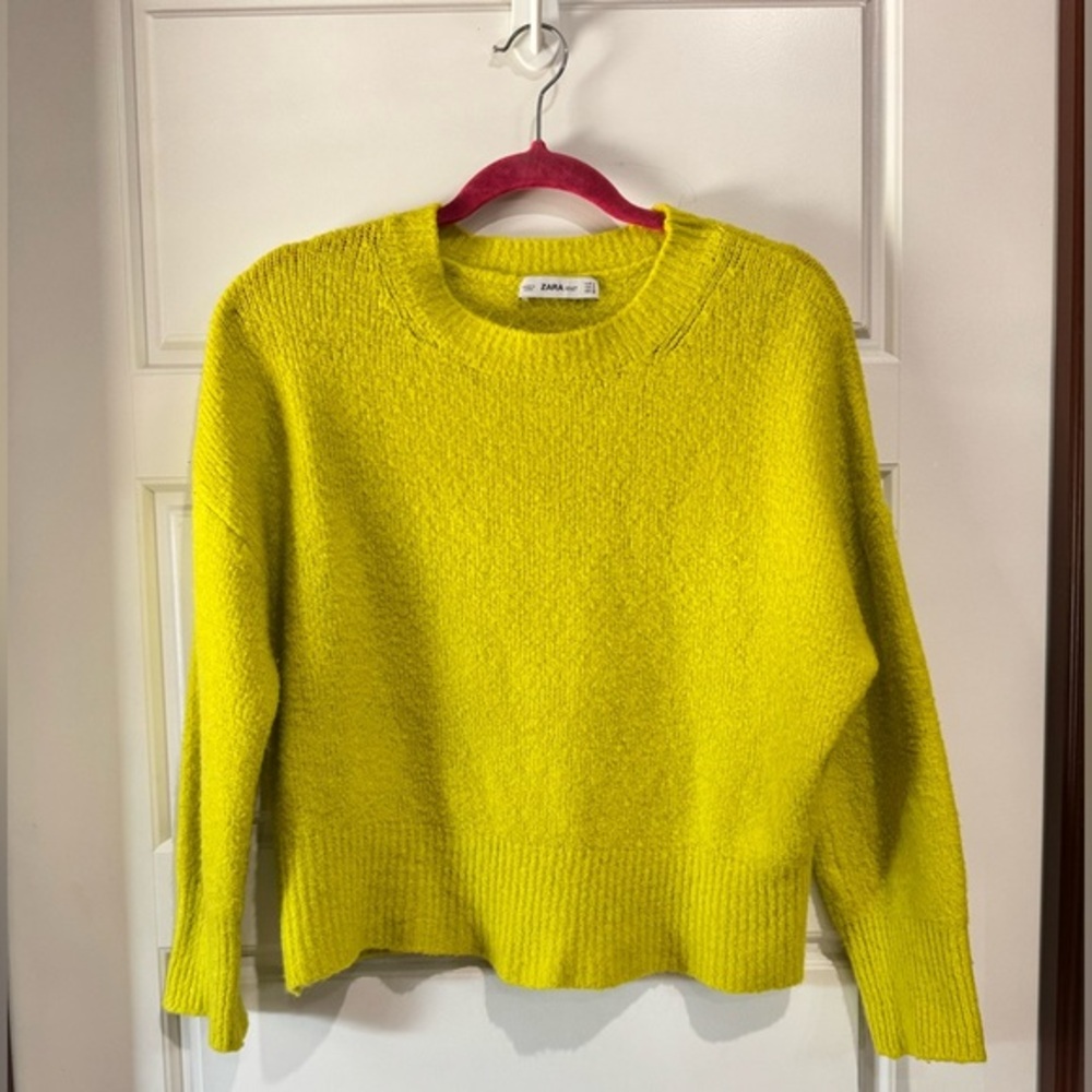 Zara Neon Yellow Crewneck Sweater